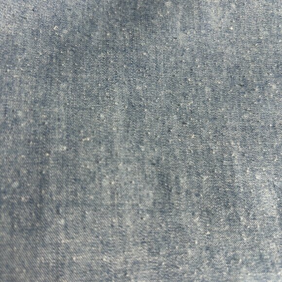 J Glee Blue Chambray Size XL Dress Polka Dot Zip Front Elastic Waist Tab Sleeves - Picture 9 of 12